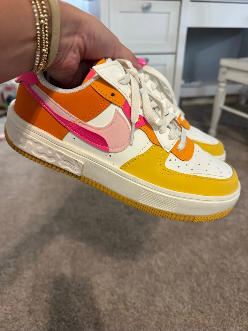 Pink and Orange Nike Air Force 1